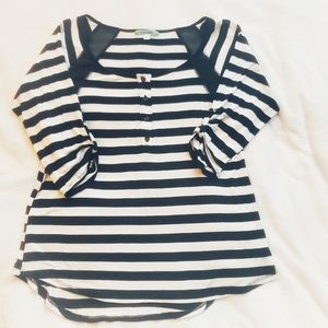 Pleione Black and White Striped Top Sz M